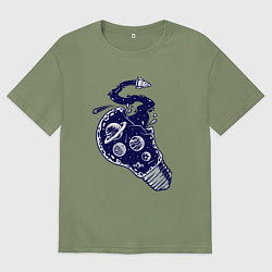 Футболка оверсайз мужская Космическая лампочка, цвет: авокадо