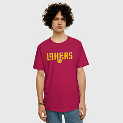 Футболка оверсайз мужская Team Los Angeles Lakers, цвет: маджента — фото 2