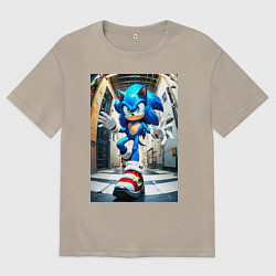 Футболка оверсайз мужская Соника застали врасплох, цвет: миндальный