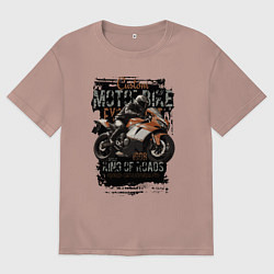 Футболка оверсайз мужская Спортивный мотоцикл кастом байк, цвет: пыльно-розовый