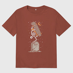 Футболка оверсайз мужская Скейтер на кладбище, цвет: кирпичный