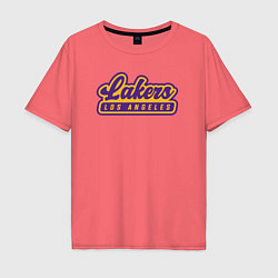 Футболка оверсайз мужская Basketball LA Lakers, цвет: коралловый