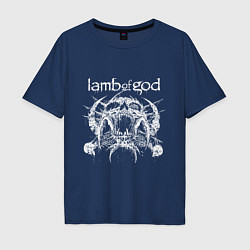 Футболка оверсайз мужская Lamb of god - skull, цвет: тёмно-синий