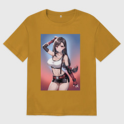 Футболка оверсайз мужская Тифа Локхарт из Final Fantasy VII, цвет: горчичный