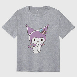 Мужская футболка оверсайз Куроми с цветочками