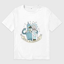 Футболка оверсайз мужская Bander and Rick - space alcoholics, цвет: белый