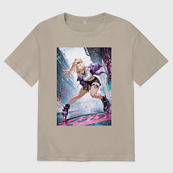Мужская футболка оверсайз Девушка на роликах исполняет трюки
