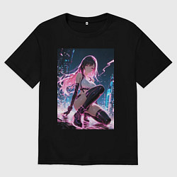 Футболка оверсайз мужская Тифа Локхарт из Final Fantasy VII в стиле киберпан, цвет: черный