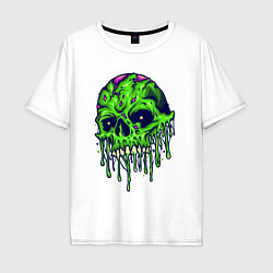 Футболка оверсайз мужская Green skull, цвет: белый