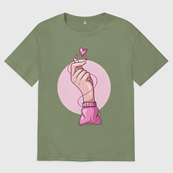 Футболка оверсайз мужская Сердечко, цвет: авокадо