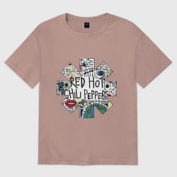 Футболка оверсайз мужская RHCP - logo with songs, цвет: пыльно-розовый