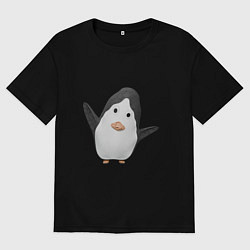Футболка оверсайз мужская Cartoon penguin, цвет: черный