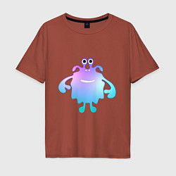 Футболка оверсайз мужская Monster cartoon blue purple, цвет: кирпичный