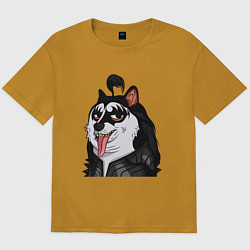Футболка оверсайз мужская NFT Doge - Kiss, цвет: горчичный