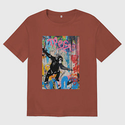 Футболка оверсайз мужская Monkey graffiti, цвет: кирпичный