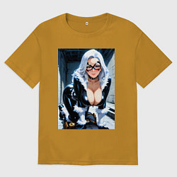 Мужская футболка оверсайз Черная кошка Фелиция Харди