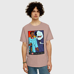 Футболка оверсайз мужская Ghostbusters - Winston and the sandman, цвет: пыльно-розовый — фото 2