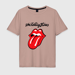 Футболка оверсайз мужская Rolling Stones - logo, цвет: пыльно-розовый