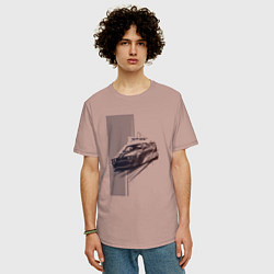 Футболка оверсайз мужская Спорткар для уличной гонки, цвет: пыльно-розовый — фото 2