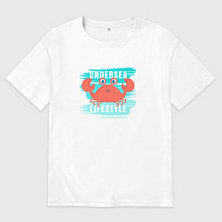 Мужская футболка оверсайз Симпатичный крабик и надпись