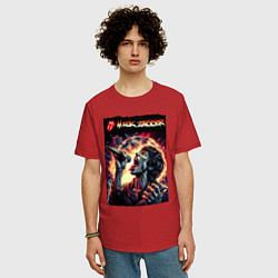 Футболка оверсайз мужская Rolling Stones singer Mick Jagger, цвет: красный — фото 2