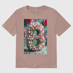 Мужская футболка оверсайз Тюльпаны к 8 марта