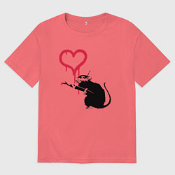 Футболка оверсайз мужская Rat heart, цвет: коралловый