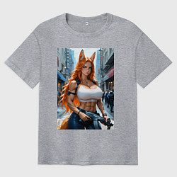 Мужская футболка оверсайз Рыжая лиса-полицейский