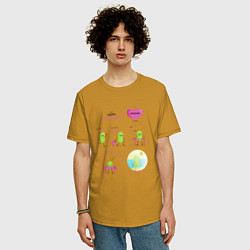 Футболка оверсайз мужская Комикс про семечку, или история одной бобовой, цвет: горчичный — фото 2