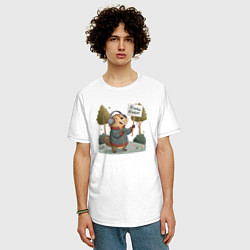 Футболка оверсайз мужская Будь бобр, цвет: белый — фото 2