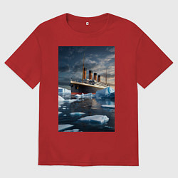 Мужская футболка оверсайз Титаник плывет среди айсбергов
