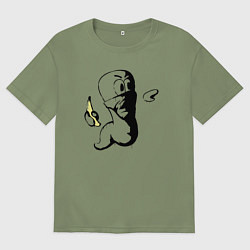 Футболка оверсайз мужская Червяк с бананом, цвет: авокадо