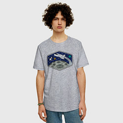 Футболка оверсайз мужская Шаттл над луной, цвет: меланж — фото 2