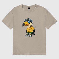 Футболка оверсайз мужская Тукан в кроссовках, цвет: миндальный