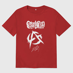 Футболка оверсайз мужская Сектор газа белый лого анархия, цвет: красный