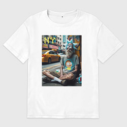Футболка оверсайз мужская Rick Sanchez is a hippie from New York, цвет: белый