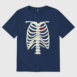 Мужская футболка оверсайз Сердце в скелете