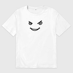 Футболка оверсайз мужская Хитрый злобный смайлик, цвет: белый