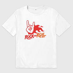 Мужская футболка оверсайз Rock and roll fire