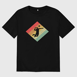 Футболка оверсайз мужская Волейболист в полёте, цвет: черный