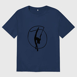 Мужская футболка оверсайз Силуэт гимнастка с лентой