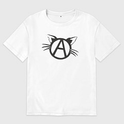 Футболка оверсайз мужская Cat anarchy, цвет: белый