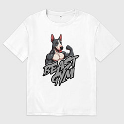 Футболка оверсайз мужская Beast gym dog, цвет: белый