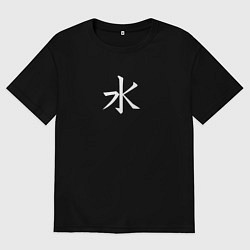 Футболка оверсайз мужская Среда белым иероглифом, цвет: черный