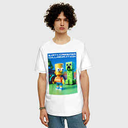 Футболка оверсайз мужская Bart and Creeper - collaboration ai art, цвет: белый — фото 2