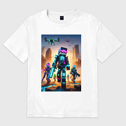 Футболка оверсайз мужская Minecraft - cyberpunk ai art fantasy, цвет: белый
