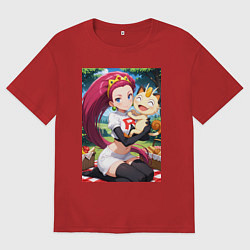 Мужская футболка оверсайз Джесси и Мяут на пикнике