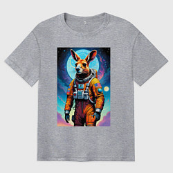 Мужская футболка оверсайз Кенгуру бравый космонавт - нейроарт