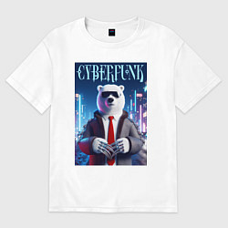 Футболка оверсайз мужская Polar bear - cyberpunk fantasy, цвет: белый