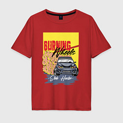 Футболка оверсайз мужская Burning wheels, цвет: красный